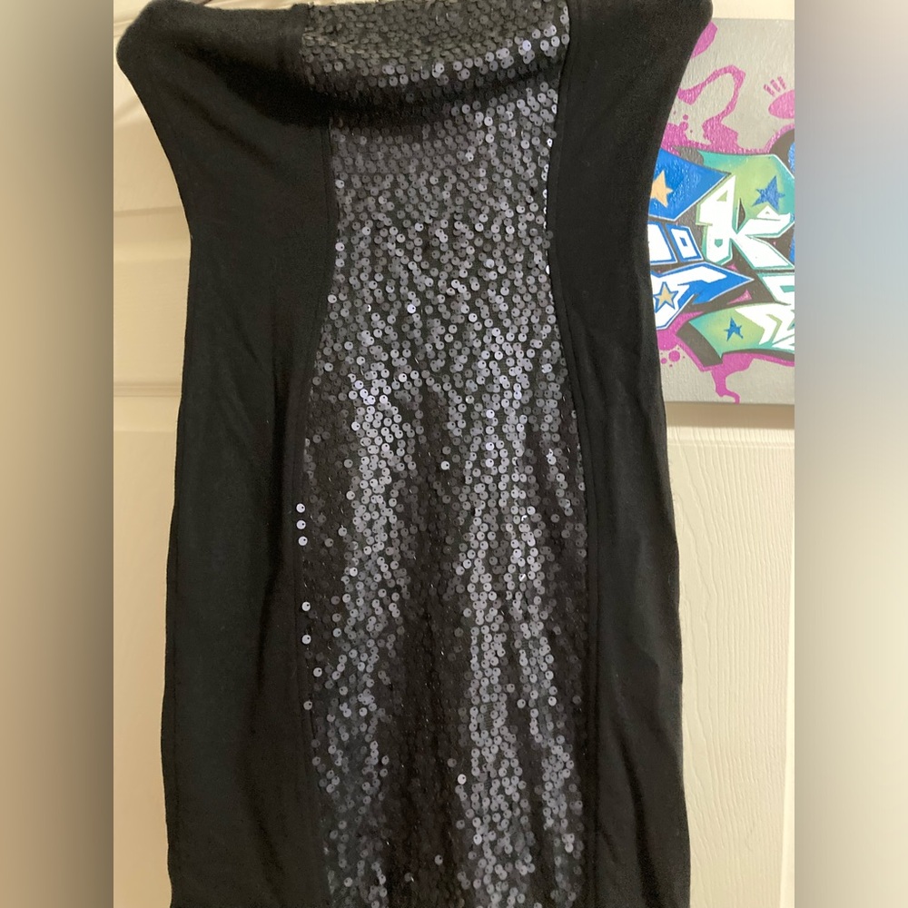 Yoana Baraschi NYC for Anthropologie black strapless cocktail dress.